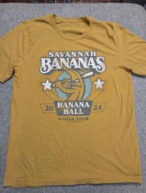 Savannah Bananas Banana Ball World Tour 2024 Unisex Tshirt Medium Mustard Yellow